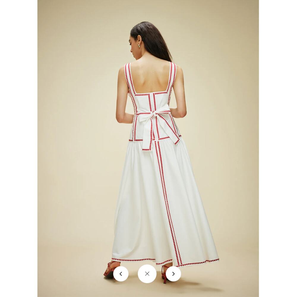 Commense White Maxi Dress with Red Contrast Trim - Picture 2 of 6